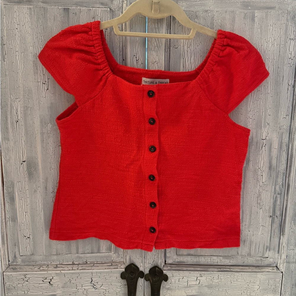 Madewell Texture & Thread Bright Red Top